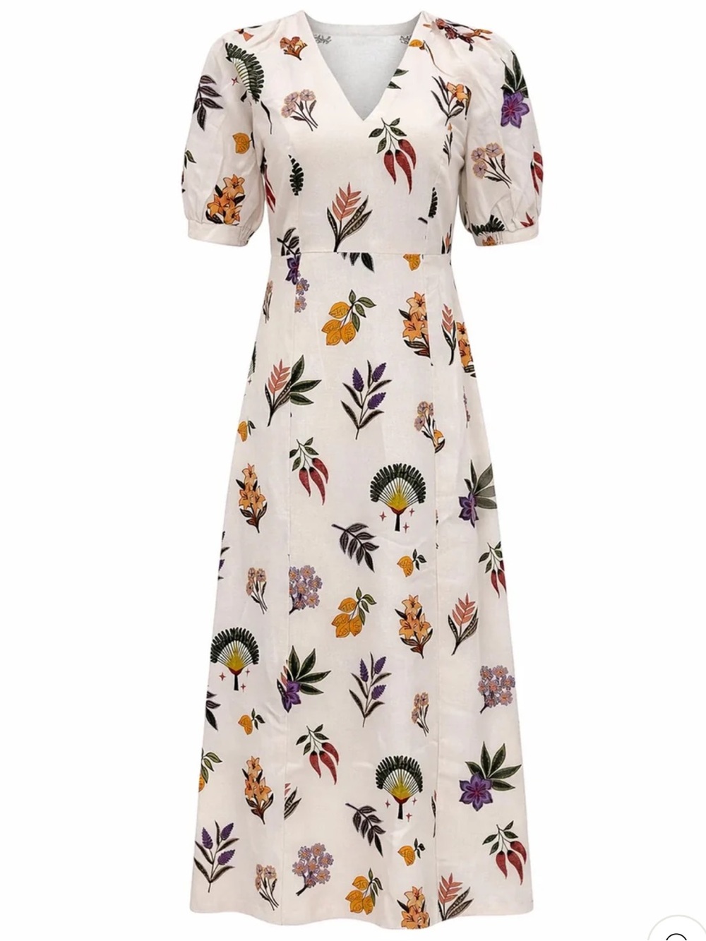 Anna Cate Brooks Midi Dress in White Leaf Size Large NWT